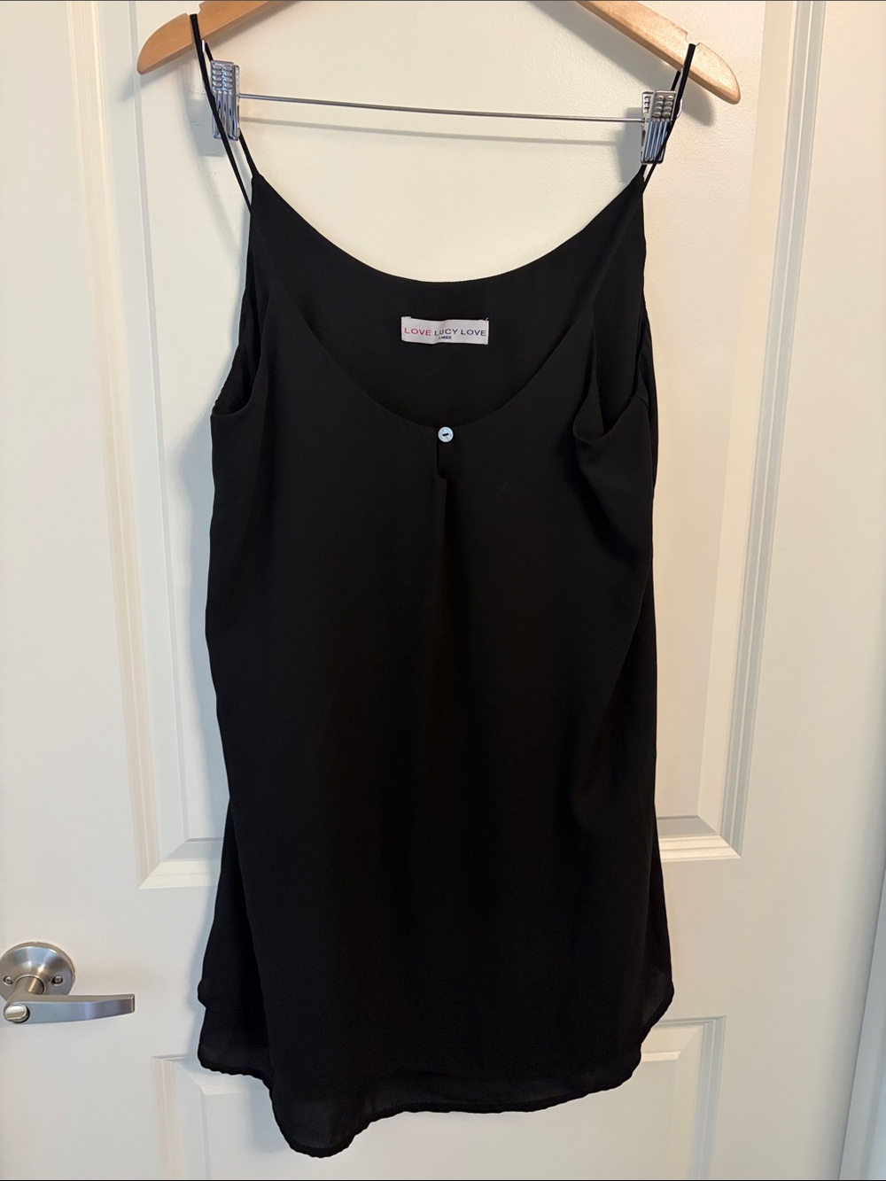 Lucy Love Black Silk-Look Spaghetti Strap Cami